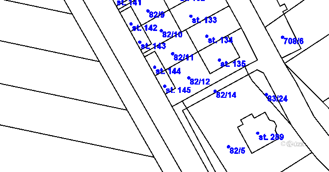 Parcela st. 145 v KÚ Rybníček, Katastrální mapa