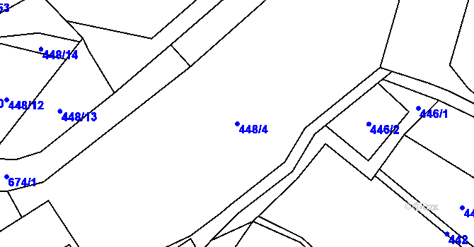 Parcela st. 448/4 v KÚ Rybníček, Katastrální mapa