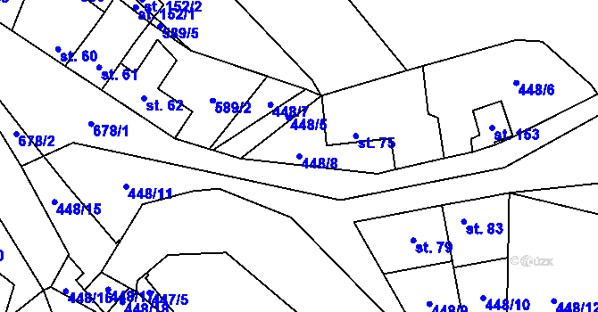 Parcela st. 448/8 v KÚ Rybníček, Katastrální mapa