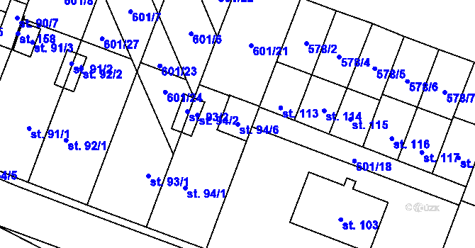 Parcela st. 94/6 v KÚ Rybníček, Katastrální mapa