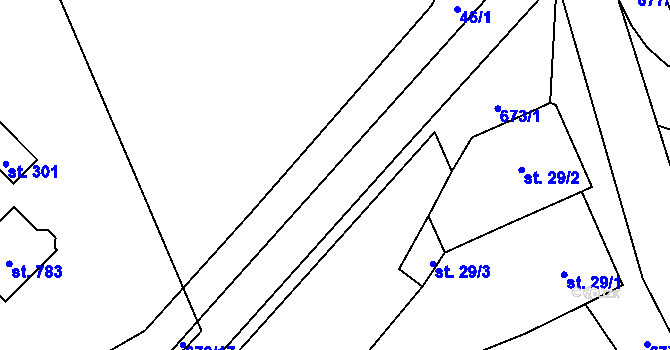 Parcela st. 673/8 v KÚ Rybníček, Katastrální mapa