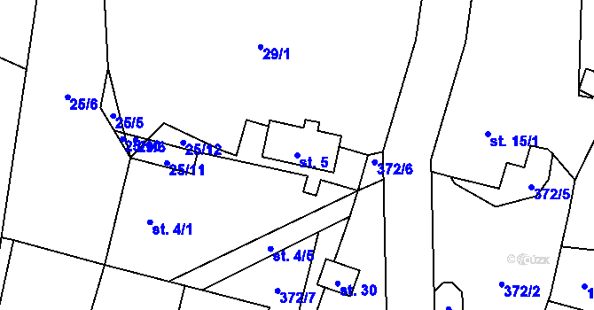 Parcela st. 5 v KÚ Lhota u Medvědic, Katastrální mapa