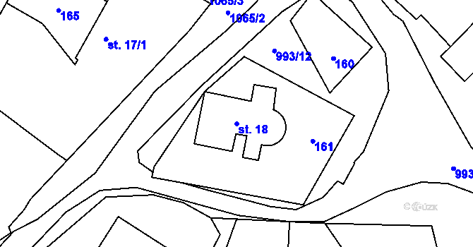 Parcela st. 18 v KÚ Medvědice, Katastrální mapa