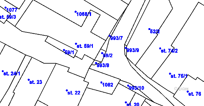 Parcela st. 59/2 v KÚ Medvědice, Katastrální mapa