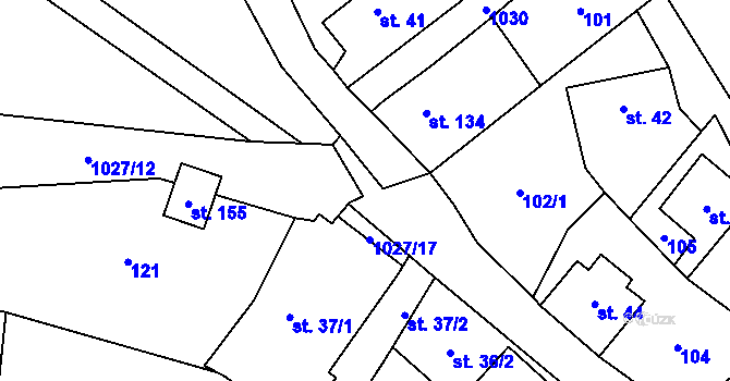 Parcela st. 1018/2 v KÚ Medvědice, Katastrální mapa