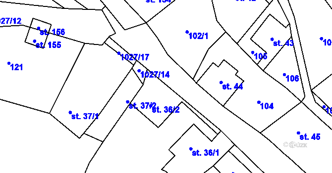 Parcela st. 1027/6 v KÚ Medvědice, Katastrální mapa