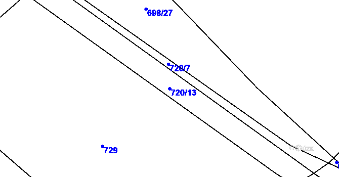 Parcela st. 720/13 v KÚ Medvědice, Katastrální mapa