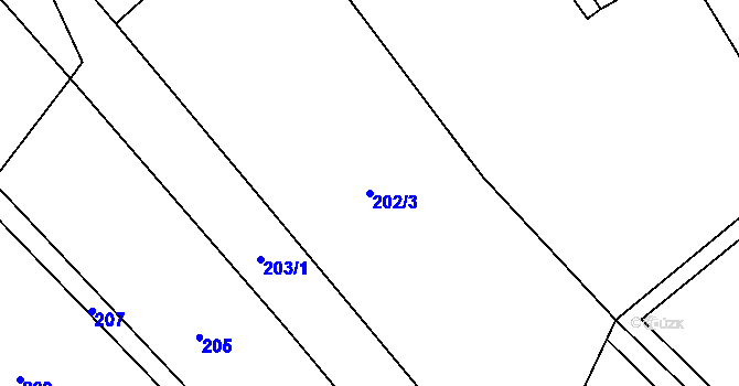Parcela st. 202/3 v KÚ Mrsklesy, Katastrální mapa