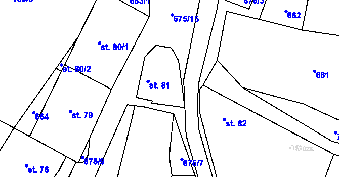 Parcela st. 666/2 v KÚ Mrsklesy, Katastrální mapa