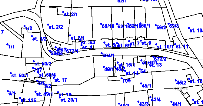 Parcela st. 684/1 v KÚ Mrsklesy, Katastrální mapa