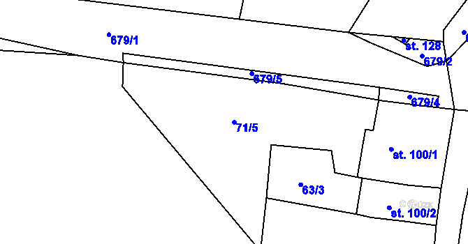Parcela st. 71/5 v KÚ Mrsklesy, Katastrální mapa