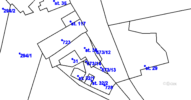 Parcela st. 673/12 v KÚ Mrsklesy, Katastrální mapa