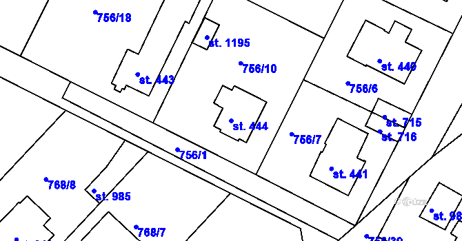Parcela st. 444 v KÚ Měchenice, Katastrální mapa