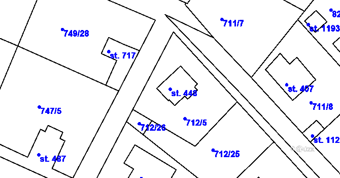 Parcela st. 448 v KÚ Měchenice, Katastrální mapa