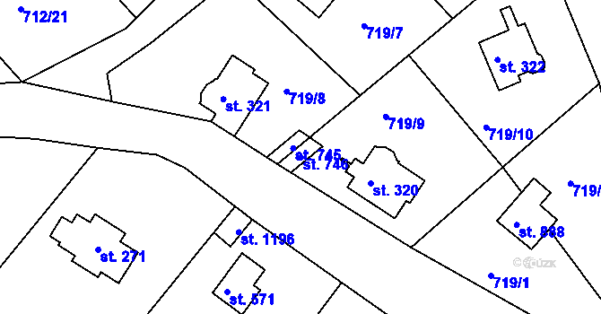 Parcela st. 746 v KÚ Měchenice, Katastrální mapa