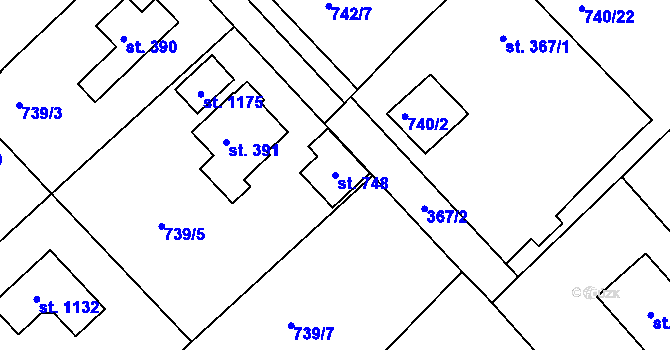 Parcela st. 748 v KÚ Měchenice, Katastrální mapa
