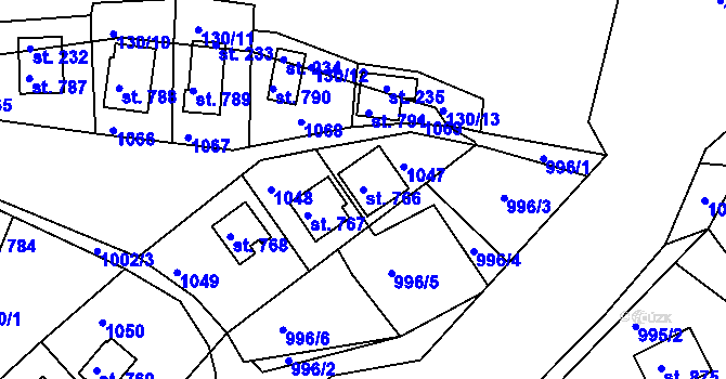Parcela st. 766 v KÚ Měchenice, Katastrální mapa
