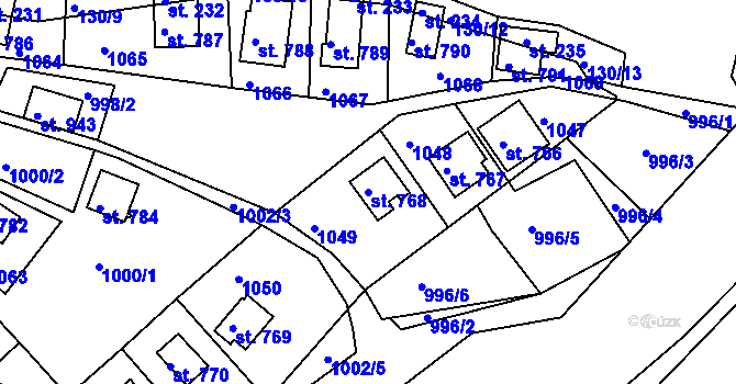 Parcela st. 768 v KÚ Měchenice, Katastrální mapa