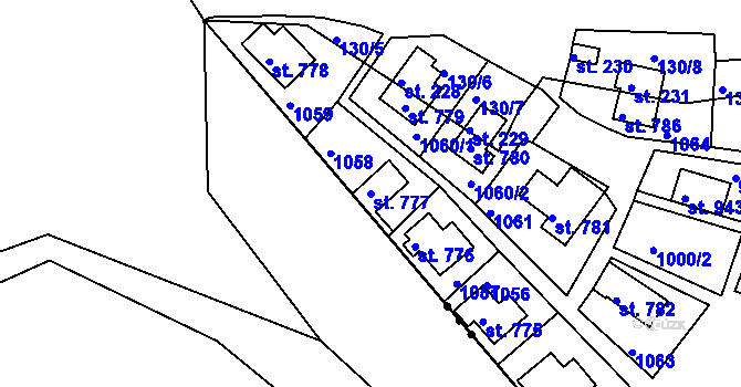 Parcela st. 777 v KÚ Měchenice, Katastrální mapa