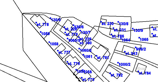 Parcela st. 780 v KÚ Měchenice, Katastrální mapa