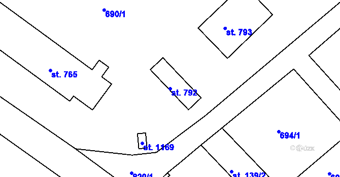 Parcela st. 792 v KÚ Měchenice, Katastrální mapa