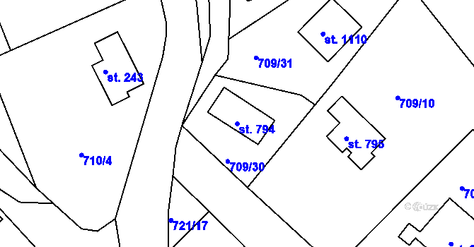 Parcela st. 794 v KÚ Měchenice, Katastrální mapa