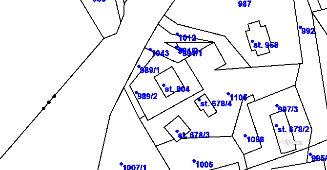 Parcela st. 804 v KÚ Měchenice, Katastrální mapa