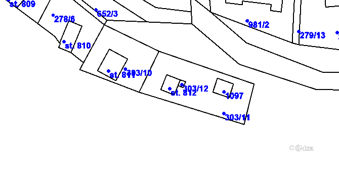 Parcela st. 812 v KÚ Měchenice, Katastrální mapa