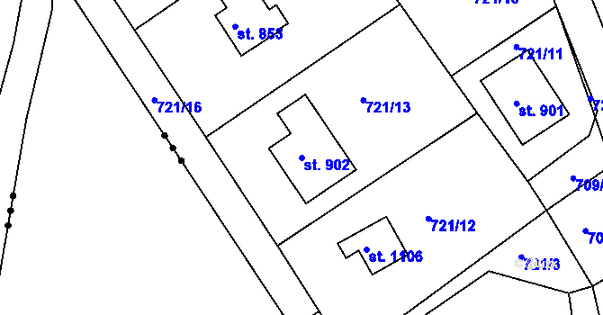 Parcela st. 902 v KÚ Měchenice, Katastrální mapa