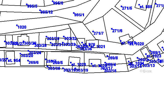 Parcela st. 976 v KÚ Měchenice, Katastrální mapa