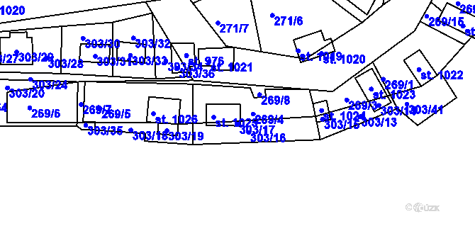 Parcela st. 303/17 v KÚ Měchenice, Katastrální mapa