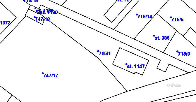 Parcela st. 715/1 v KÚ Měchenice, Katastrální mapa
