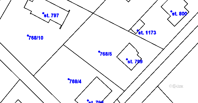 Parcela st. 768/5 v KÚ Měchenice, Katastrální mapa