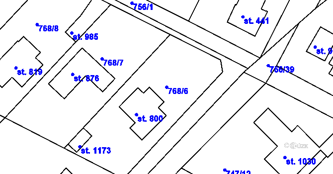 Parcela st. 768/6 v KÚ Měchenice, Katastrální mapa