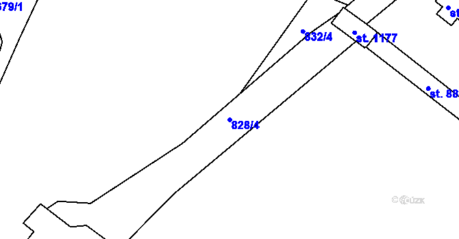 Parcela st. 828/4 v KÚ Měchenice, Katastrální mapa