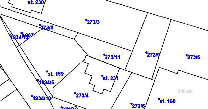 Parcela st. 273/11 v KÚ Měchnov, Katastrální mapa