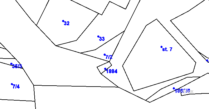 Parcela st. 7/2 v KÚ Měchnov, Katastrální mapa