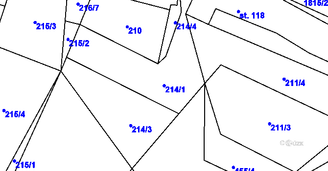 Parcela st. 214/1 v KÚ Měchnov, Katastrální mapa