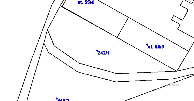 Parcela st. 242/1 v KÚ Měchnov, Katastrální mapa
