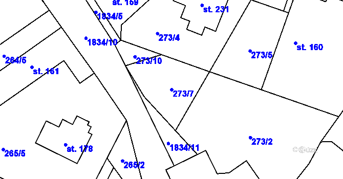 Parcela st. 273/7 v KÚ Měchnov, Katastrální mapa