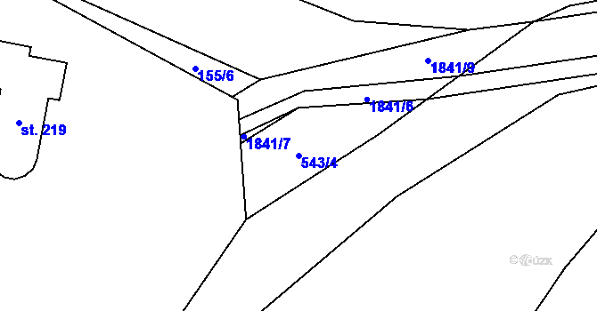 Parcela st. 543/4 v KÚ Měchnov, Katastrální mapa