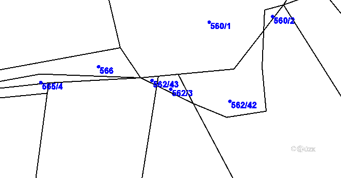 Parcela st. 562/3 v KÚ Měchnov, Katastrální mapa