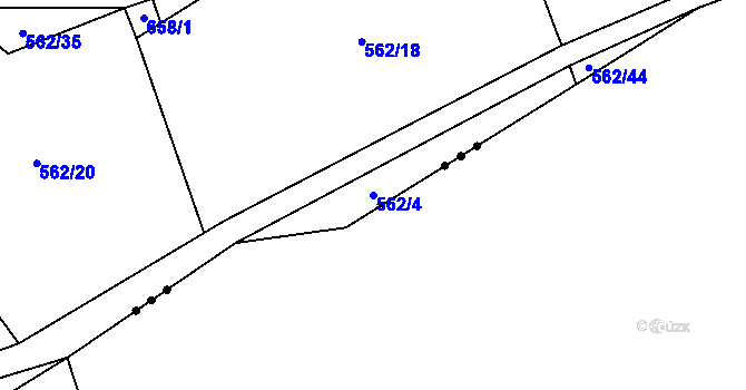 Parcela st. 562/4 v KÚ Měchnov, Katastrální mapa