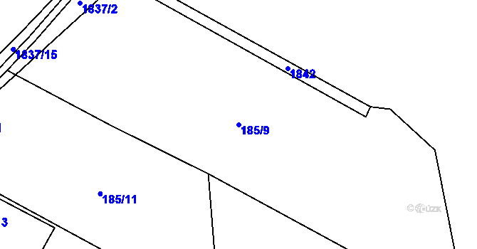 Parcela st. 185/9 v KÚ Měchnov, Katastrální mapa