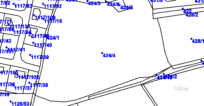 Parcela st. 424/4 v KÚ Měchnov, Katastrální mapa