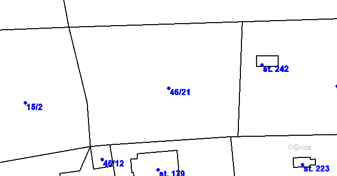 Parcela st. 46/21 v KÚ Měchnov, Katastrální mapa