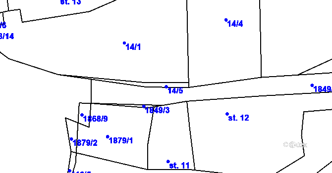 Parcela st. 14/5 v KÚ Měchnov, Katastrální mapa