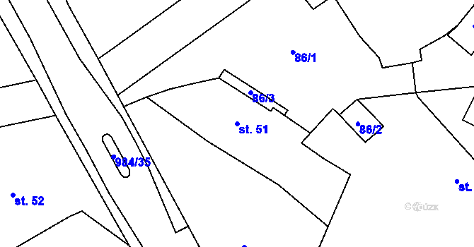 Parcela st. 51 v KÚ Měcholupy u Blovic, Katastrální mapa