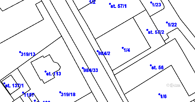 Parcela st. 984/2 v KÚ Měcholupy u Blovic, Katastrální mapa