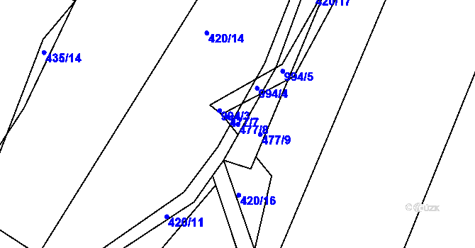 Parcela st. 477/8 v KÚ Měcholupy u Blovic, Katastrální mapa